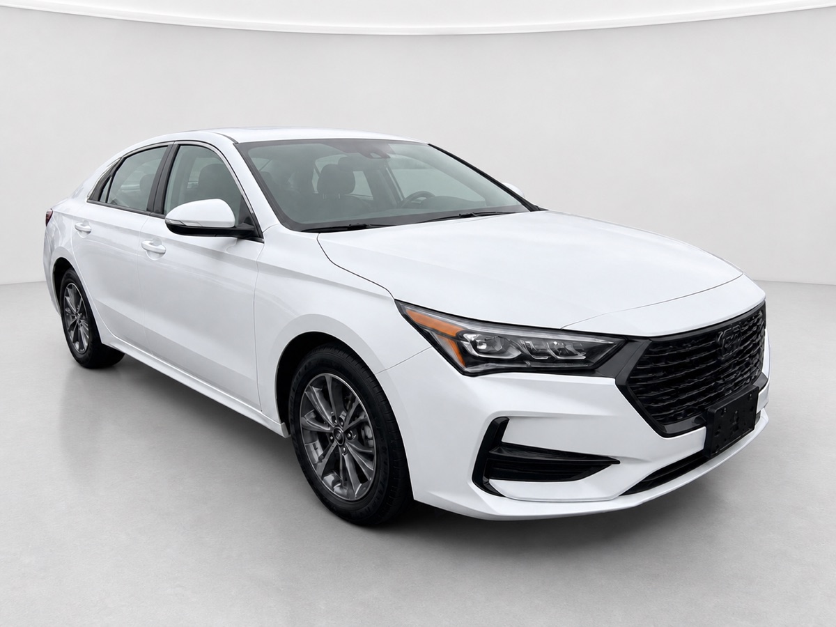 White sedan transformed into a clean white studio
